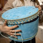 Cufăr botez catifea - bleu