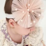 Bentiță cu pampon cu perle - roz-vintage