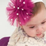 Bentiță cu pampon cu perle - mov