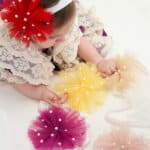 Bentiță cu pampon cu perle - roșu