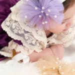 Bentiță cu pampon cu perle - lila