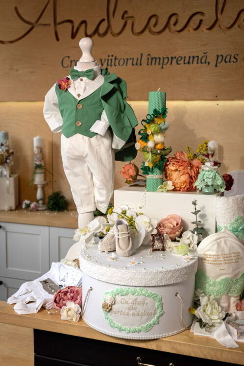 Set complet botez (trusou) - Filip - verde - imagine 2