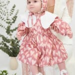 Rochie cu guler Petale alb - inimioare