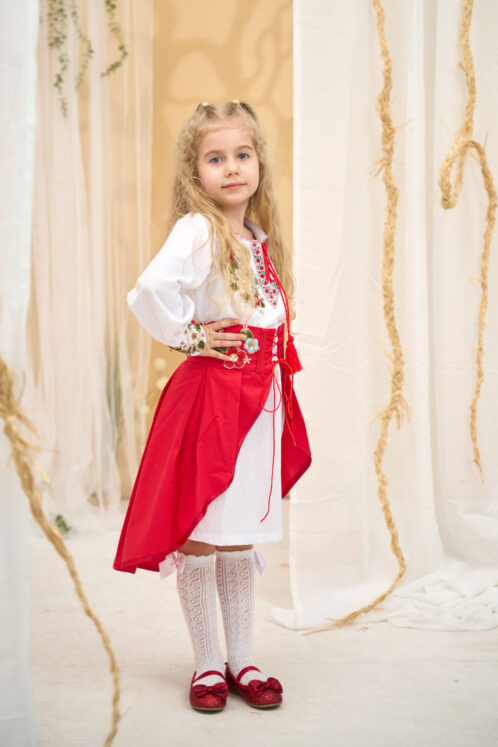Rochie Fete tradițională Zenaida - roșu (3-6 ani) - imagine 5