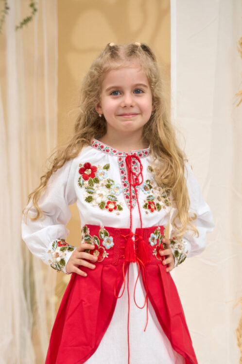 Rochie Fete tradițională Zenaida - roșu (3-6 ani) - imagine 7