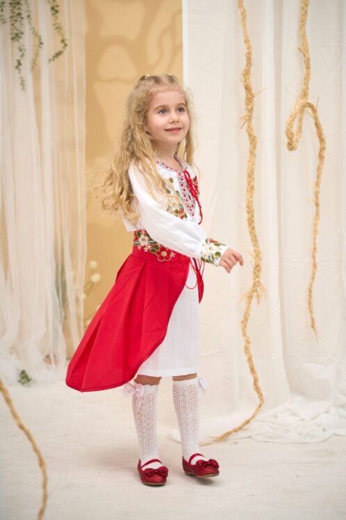 Rochie Fete tradițională Zenaida - roșu (3-6 ani) - imagine 9
