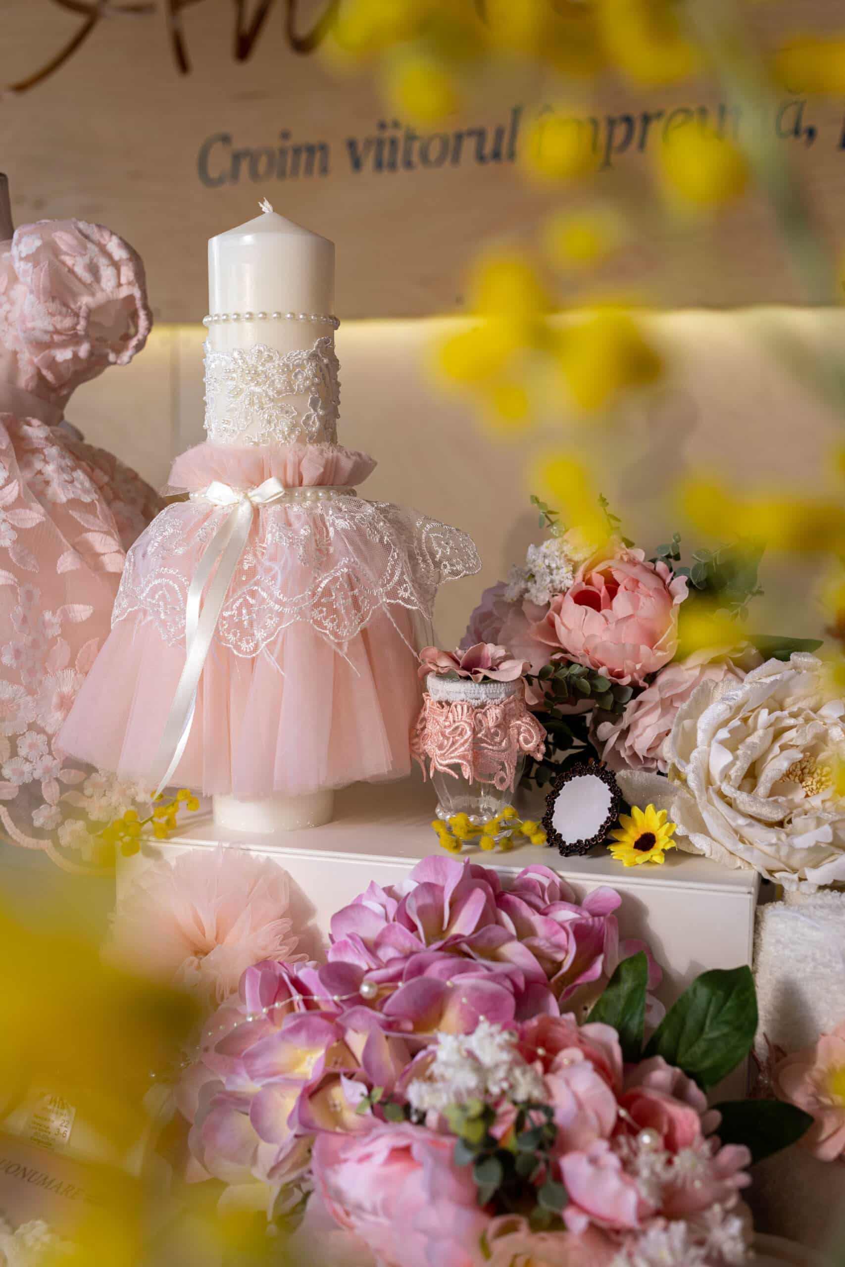 Set complet botez (trusou) - Pauline - roz//ivoire 3 Set complet botez (trusou) - Pauline - roz//ivoire - imagine 3