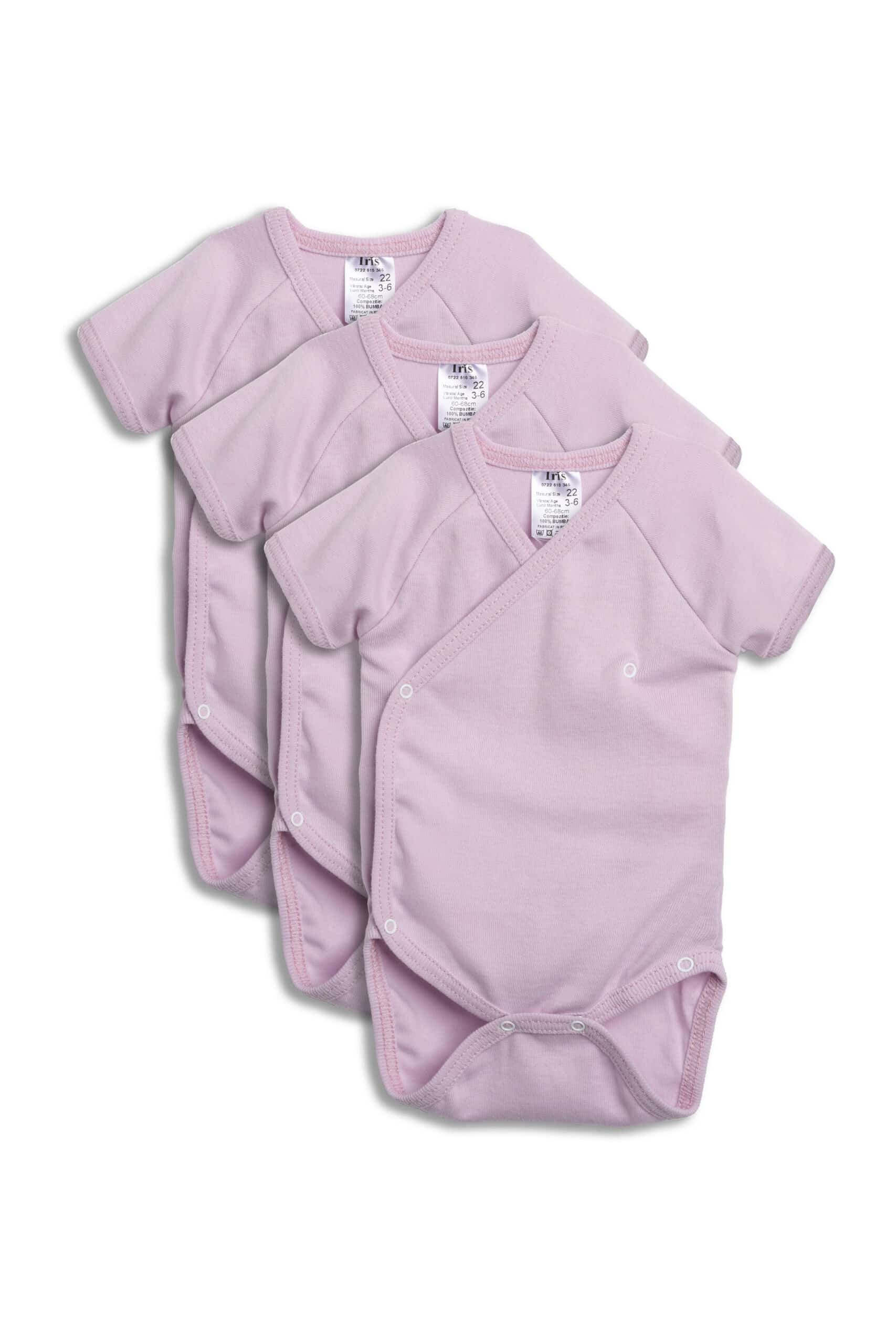 Body petrecut mânecă scurtă - roz-vintage - Set x 3 1 Body petrecut mânecă scurtă - roz-vintage - Set x 3