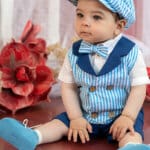 Costum Hugo - vestă dungi cu pantaloni albastru