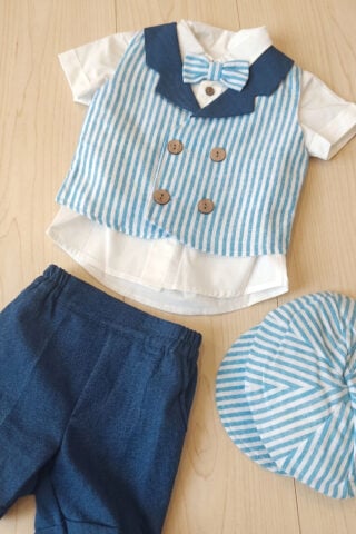 Costum Hugo - vestă dungi cu pantaloni albastru