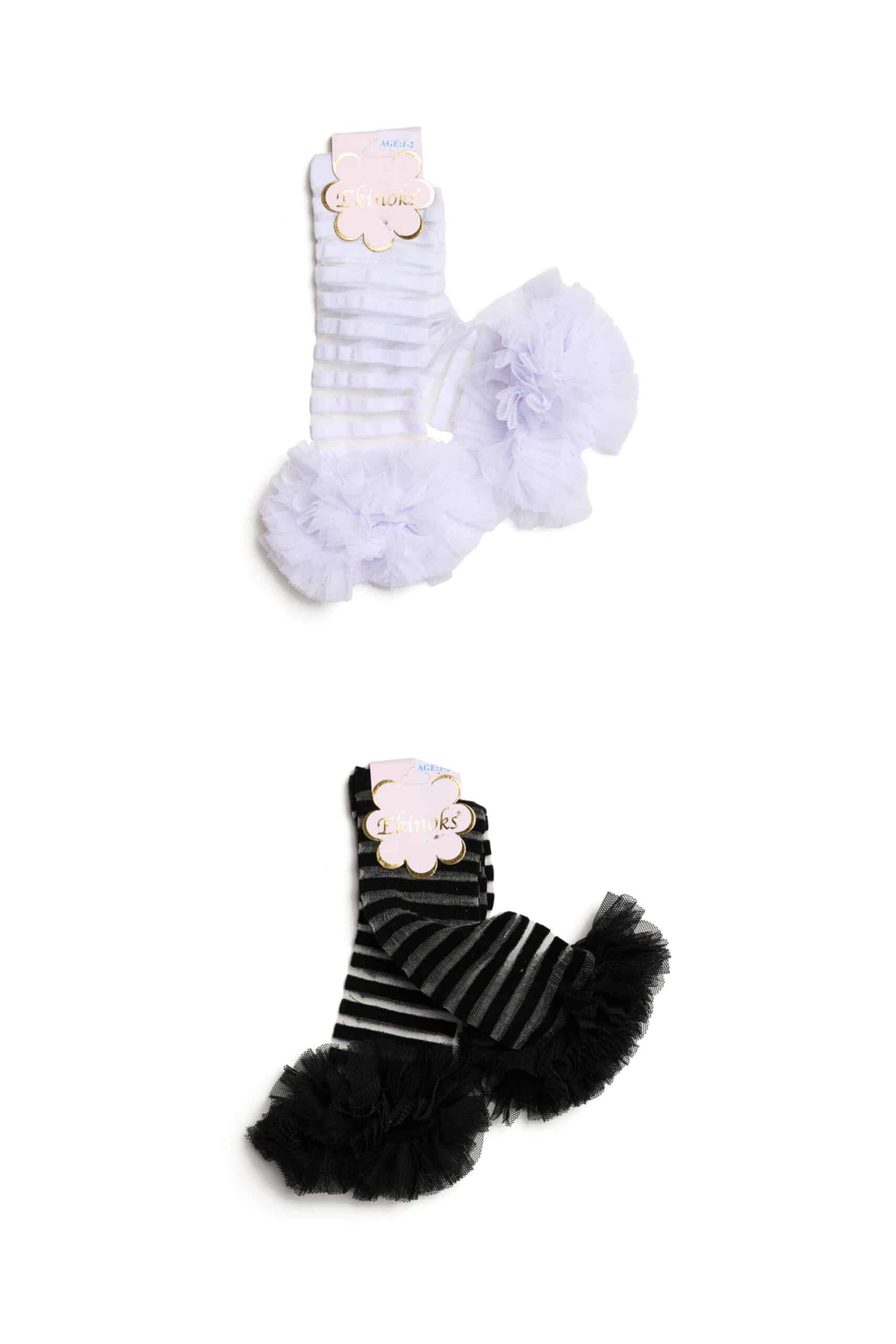 Șosete 3/4 - Set x 2 (alb/negru) 1 Șosete 3/4 - Set x 2 (alb/negru)