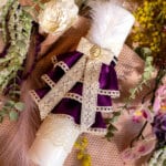 Lumânare botez A16 - Volane - mov