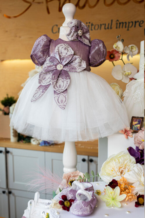 Set complet botez (trusou) – Fleur – lila - imagine 3