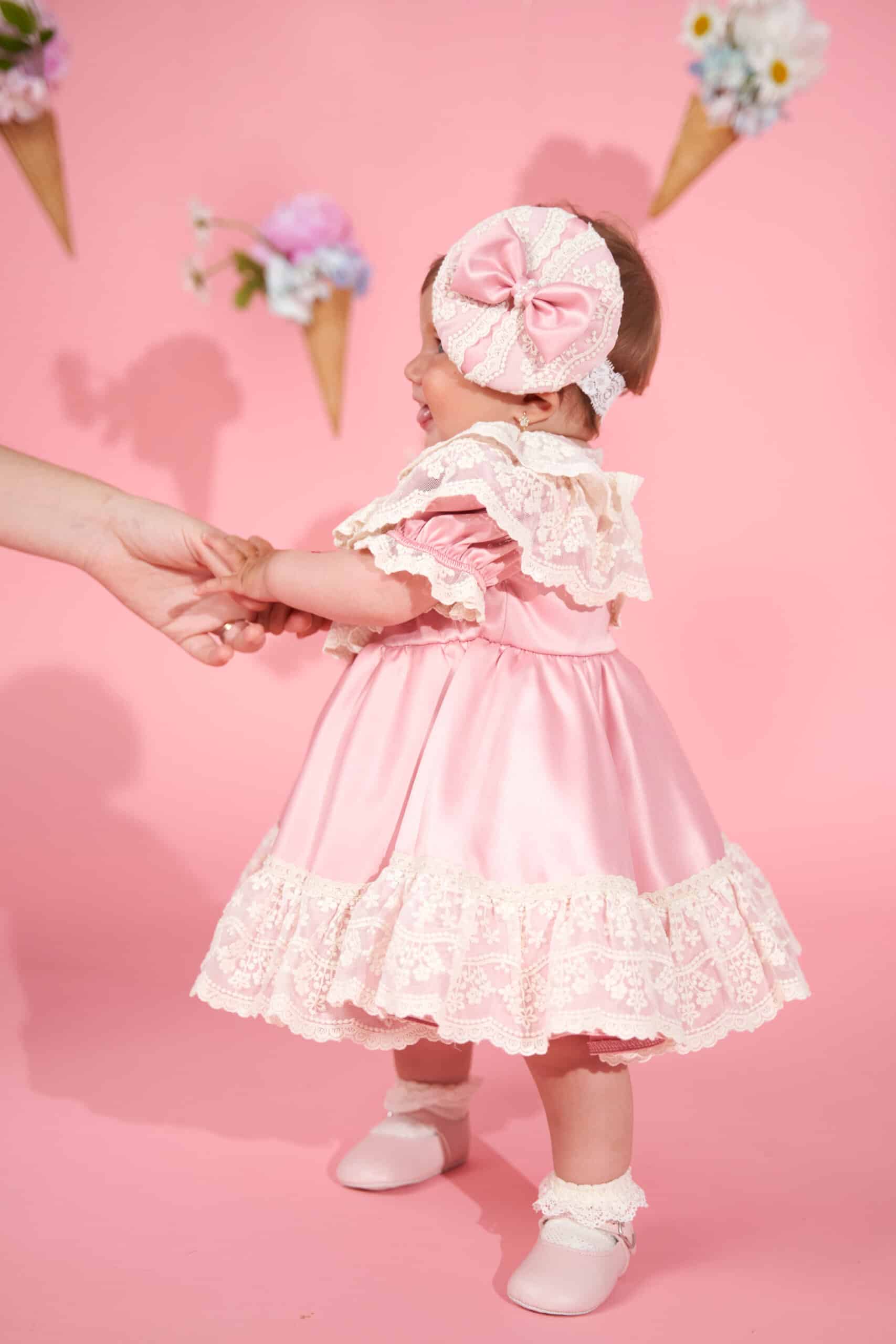 Rochiță Catherine - roz vintage (mânecă scurtă) 3 Rochiță Catherine - roz vintage (mânecă scurtă) - imagine 3