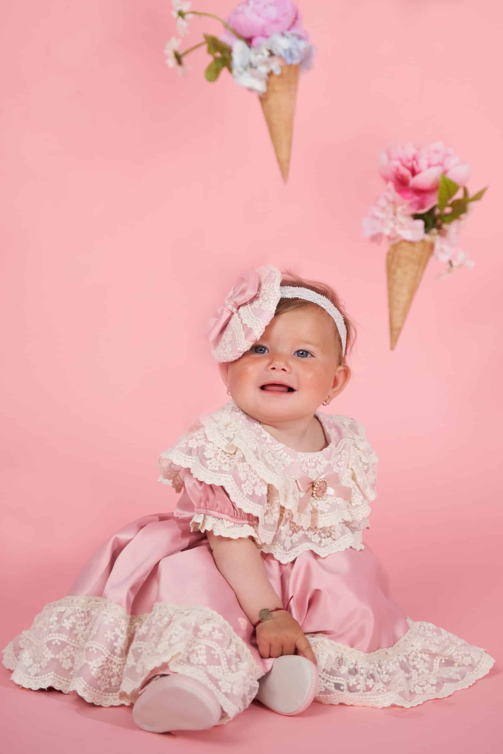 Rochiță Catherine - roz vintage (mânecă scurtă) 6 Rochiță Catherine - roz vintage (mânecă scurtă) - imagine 6