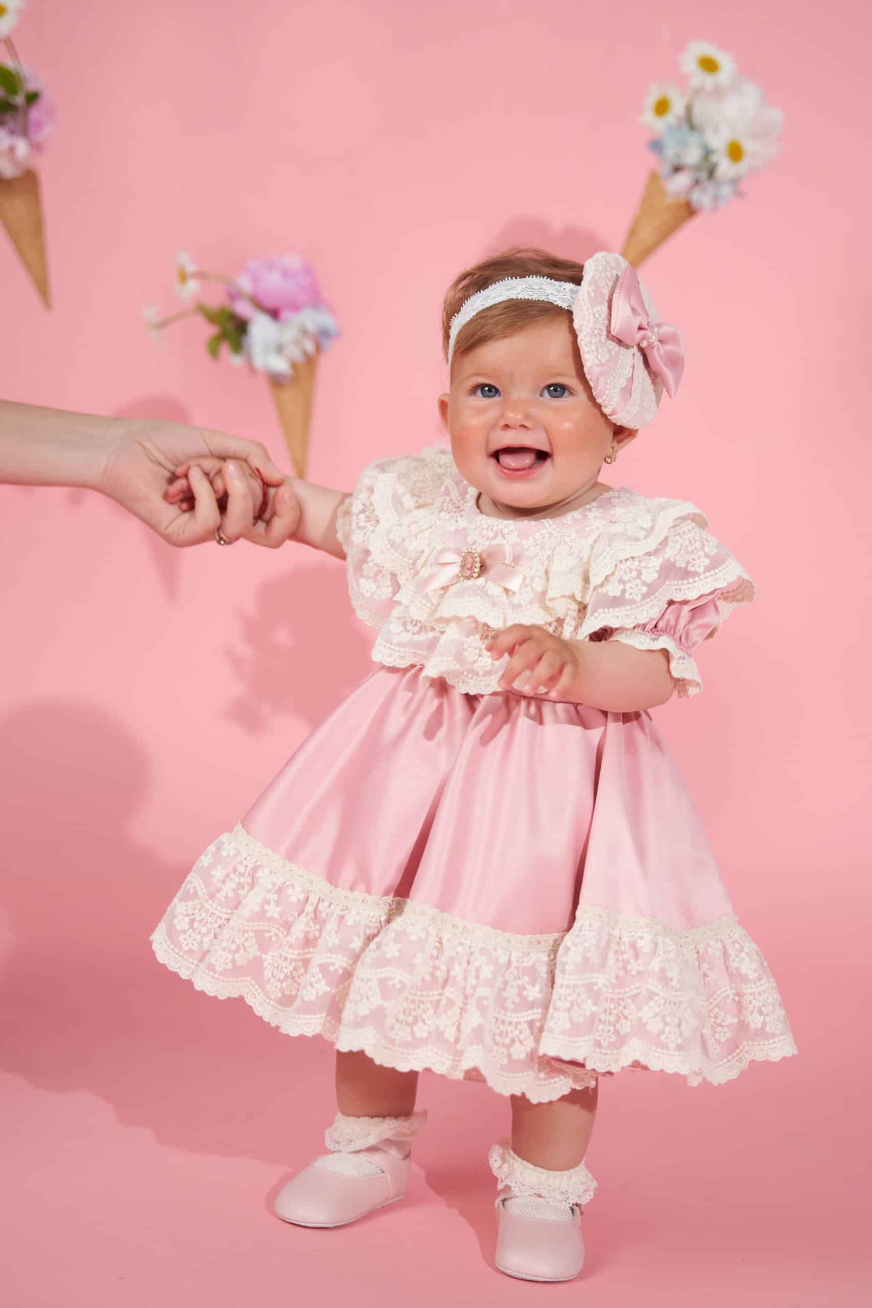 Rochiță Catherine - roz vintage (mânecă scurtă) 1 Rochiță Catherine - roz vintage (mânecă scurtă)