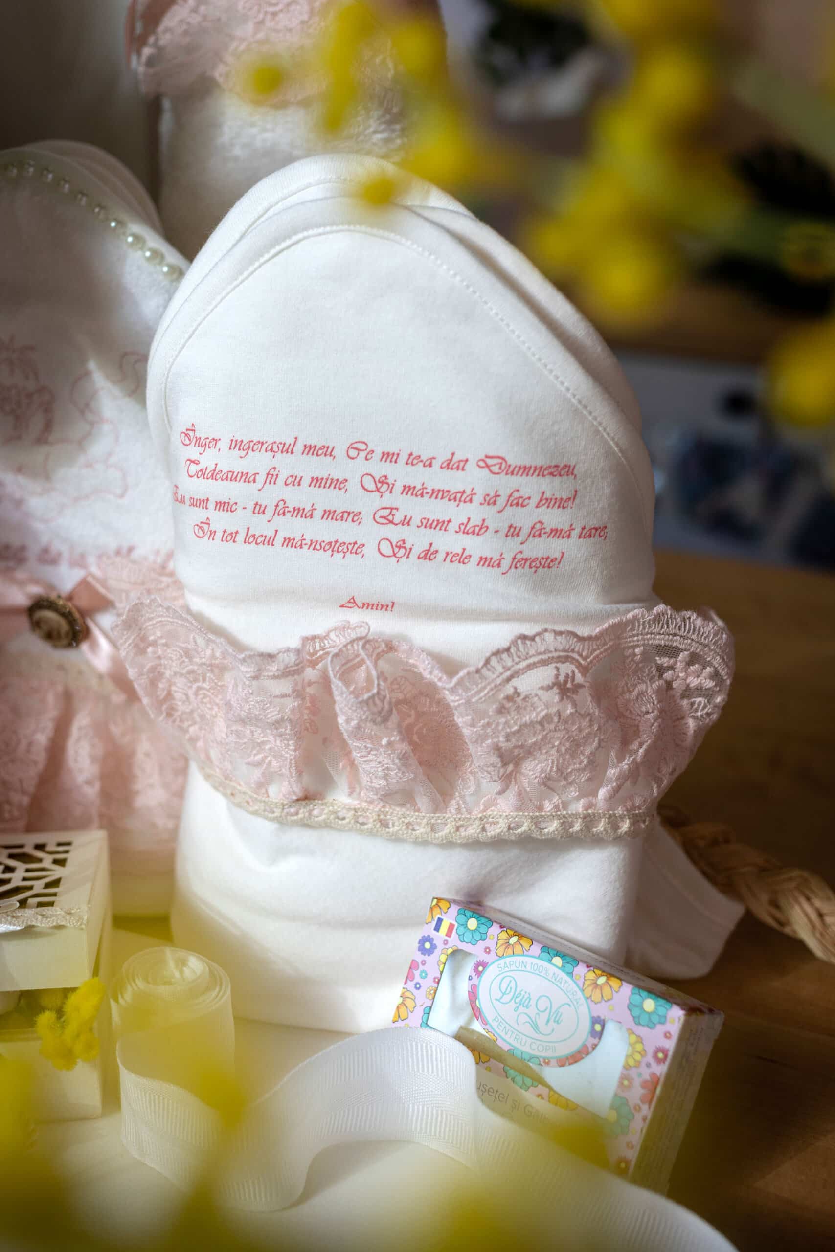 Set complet botez (trusou) - Catherine - roz - mânecă scurtă 10 Set complet botez (trusou) - Catherine - roz - mânecă scurtă - imagine 10