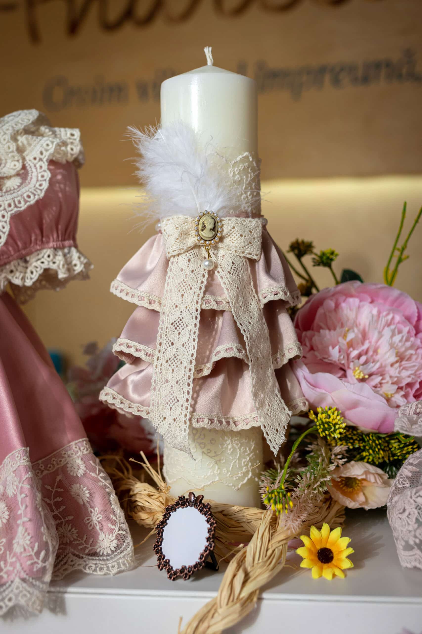 Set complet botez (trusou) - Catherine - roz - mânecă scurtă 7 Set complet botez (trusou) - Catherine - roz - mânecă scurtă - imagine 7