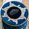 Cufar De Botez De Catifea Albastru Roial Auriu 6