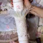 Lumânare botez A19 - Lebădă - decor pe stâlp