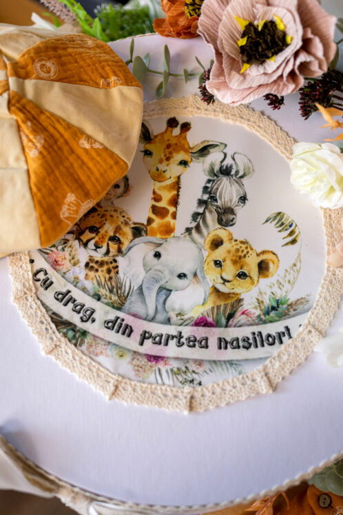 Set complet botez (trusou) - tematică Safari - Leu - mânecă lungă - imagine 9