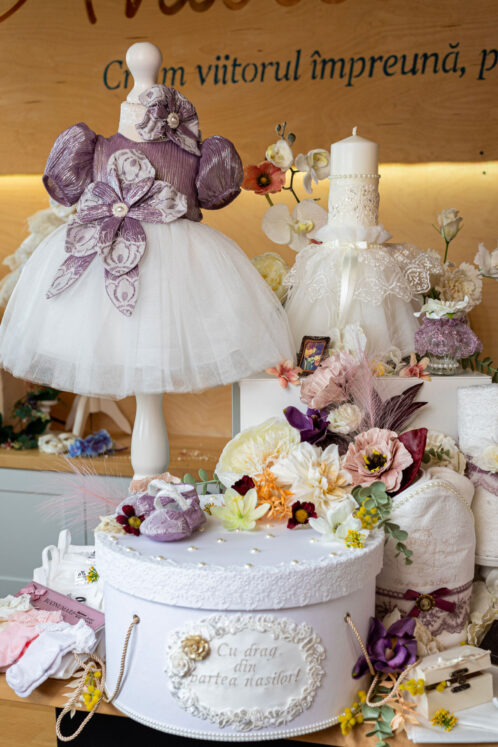 Set complet botez (trusou) – Fleur – lila - imagine 2