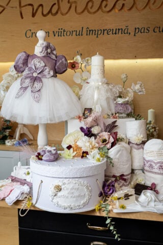 Set complet botez (trusou) – Fleur – lila