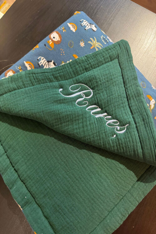 Păturică Pufoasă cu Printuri Vesele pentru Bebe - Verde - imagine 3