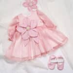 Rochiță Fleur - roz (mânecă lungă)