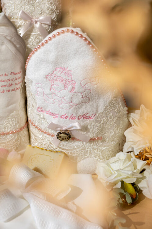 Set complet botez (trusou) - Fleur cu Capă - roz - imagine 9
