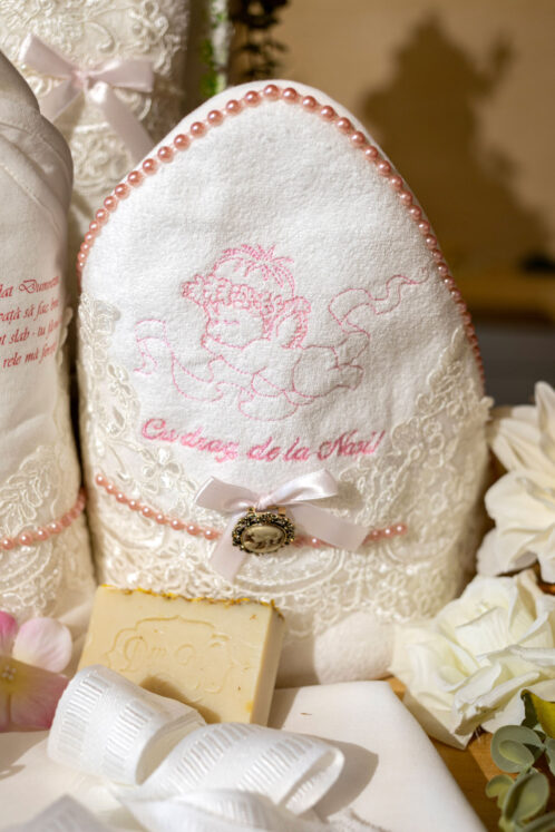 Set complet botez (trusou) - Fleur cu Capă - roz - imagine 16