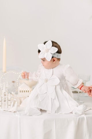 Rochiță Fleur - ivoire (mânecă lungă)