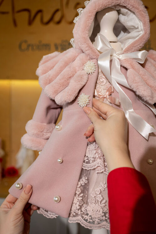 Set complet botez (trusou) - Anne + Claire - roz - imagine 5