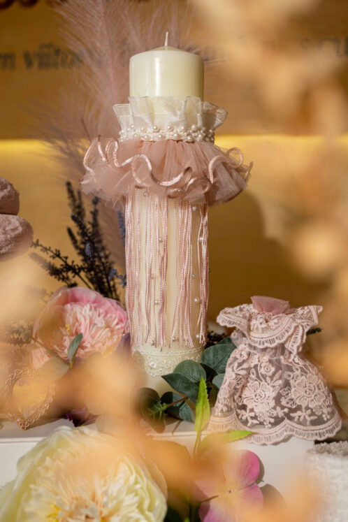 Set complet botez (trusou) - Anne + Claire - roz - imagine 8