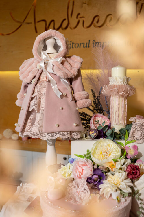 Set complet botez (trusou) - Anne + Claire - roz - imagine 3