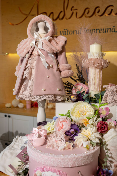 Set complet botez (trusou) - Anne + Claire - roz - imagine 2