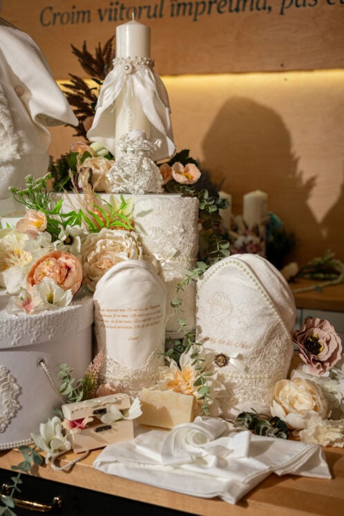 Set complet botez (trusou) - Fleur - ivoire - imagine 10