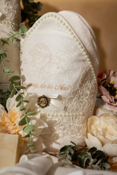 Set complet botez (trusou) - Fleur - ivoire - imagine 15
