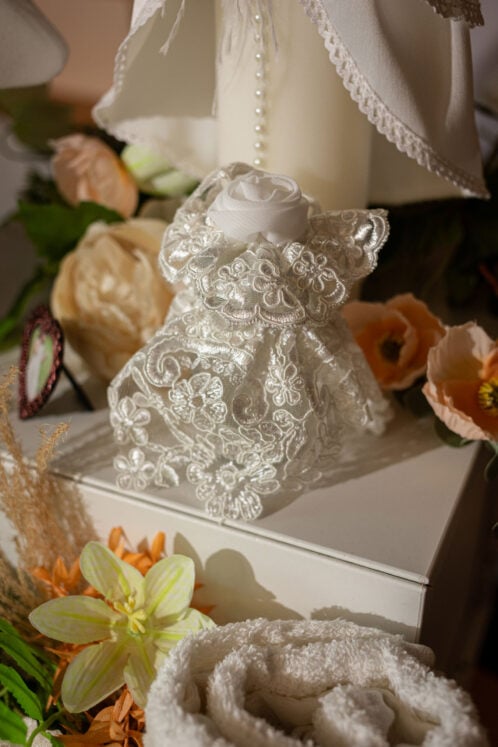 Set complet botez (trusou) - Fleur - ivoire - imagine 8