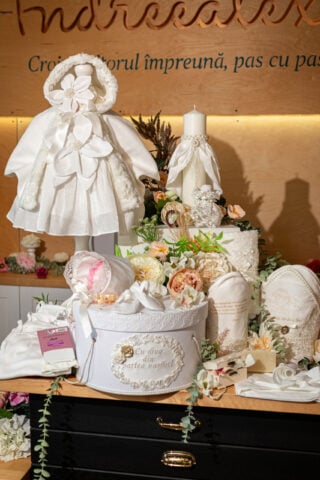 Set complet botez (trusou) - Fleur - ivoire