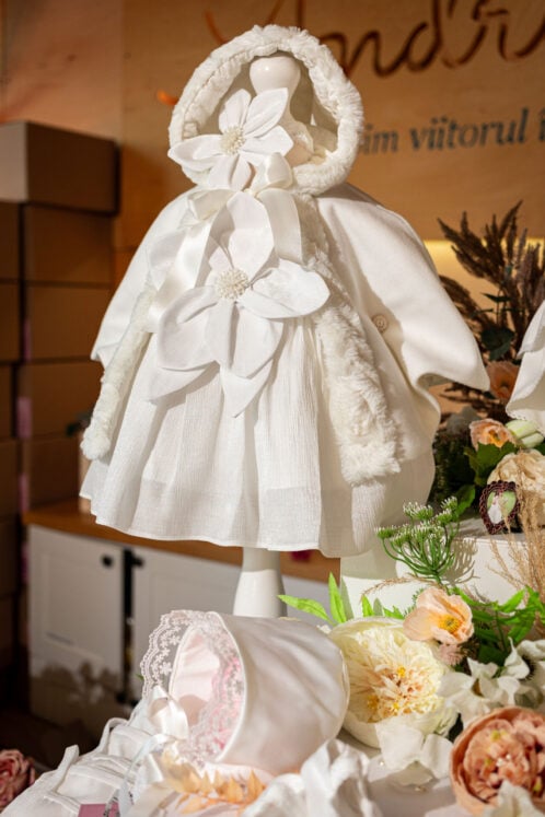 Set complet botez (trusou) - Fleur - ivoire - imagine 3