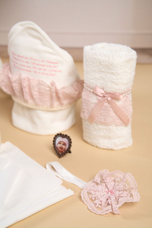 Set Claire roz + Palton Anne roz vintage + Trusou + Lumânare - imagine 5