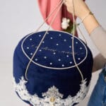 Cufăr Catifea Albastru Botez – Dimensiune XXL, Model Deluxe Capitonat