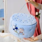 Cufăr capitonat Ursuleț cu baloane - bleu - Dimensiune XXL, Model Deluxe Capitonat