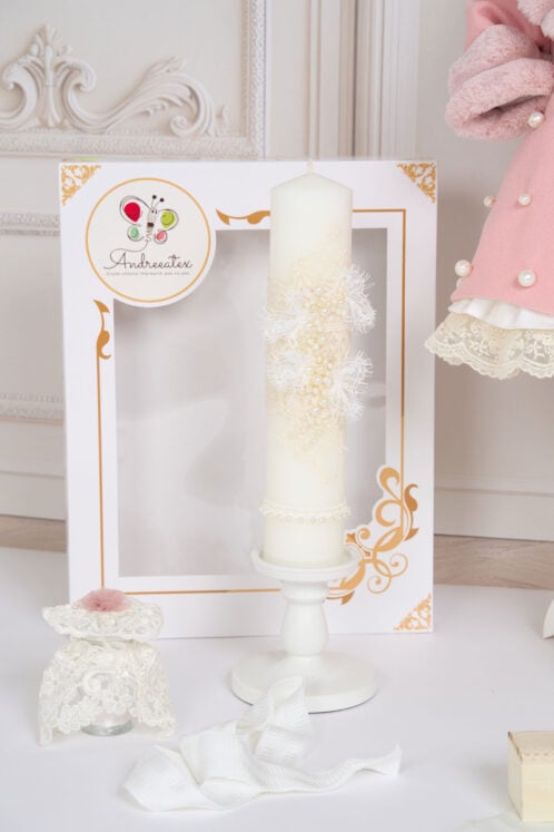 Set Iris ivoire + Palton Anne roz + Trusou + Lumânare - imagine 2
