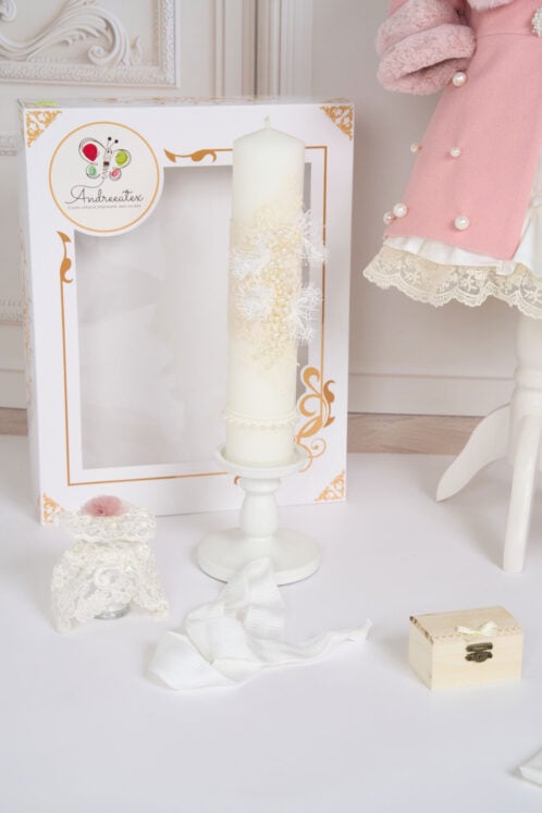 Set Iris ivoire + Palton Anne roz + Trusou + Lumânare - imagine 3
