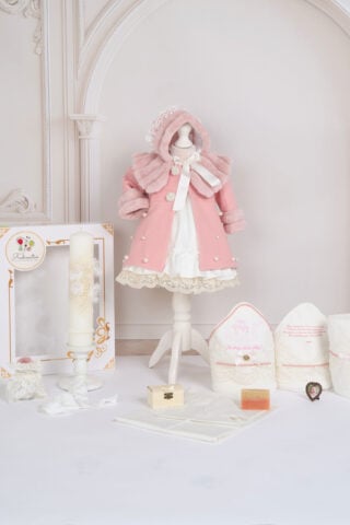 Set Iris ivoire + Palton Anne roz + Trusou + Lumânare
