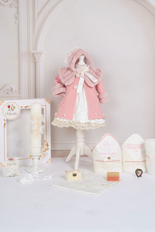 Set Iris ivoire + Palton Anne roz + Trusou + Lumânare