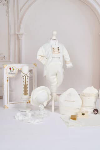 Set Redingotă Ivoire + Trusou + Lumânare