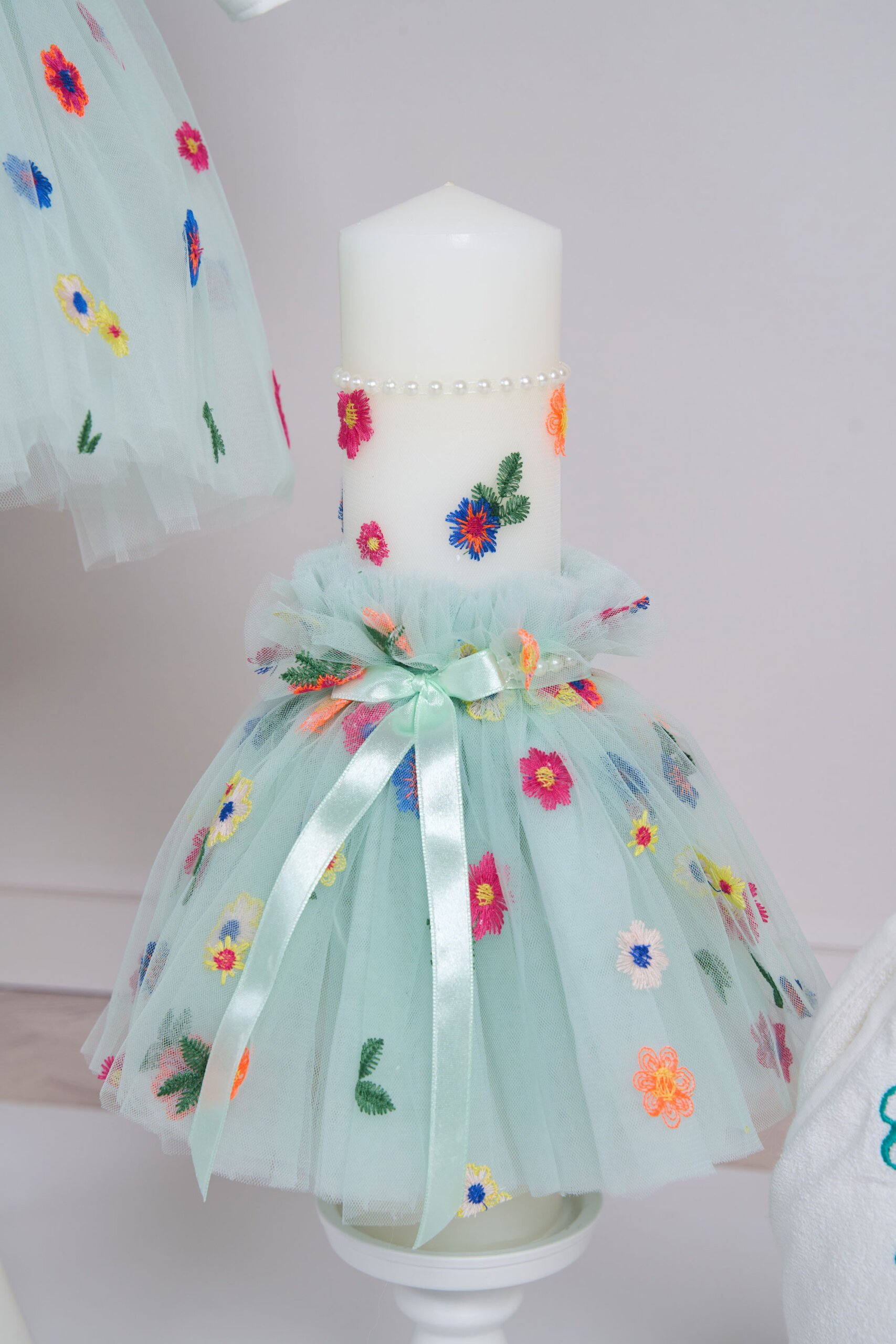 Lumânare botez A1 Color - aqua